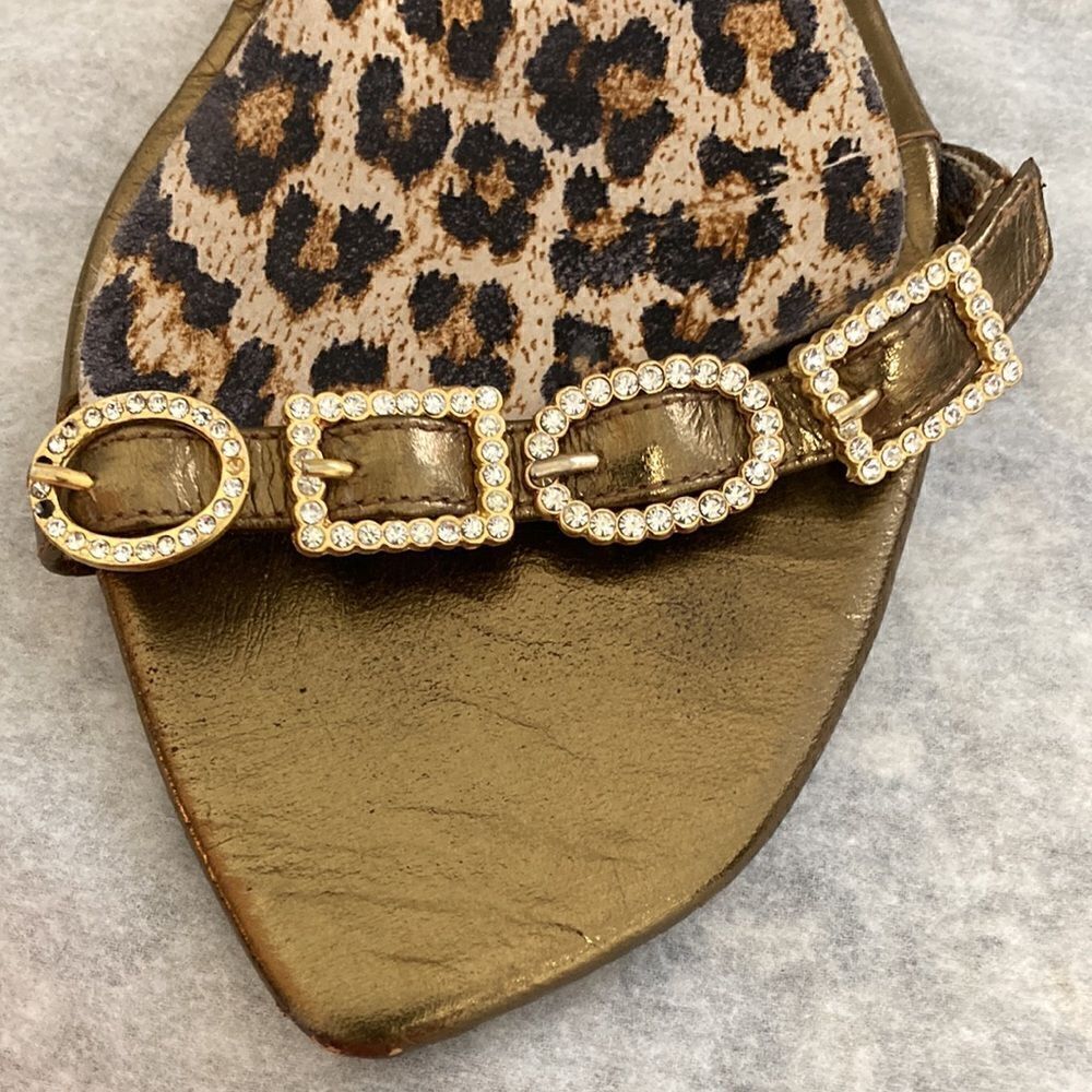 Beverly Feldman Sandals Metallic Gold with Rhinestone Strap/Clear PVC Strap. - Picture 5 of 8